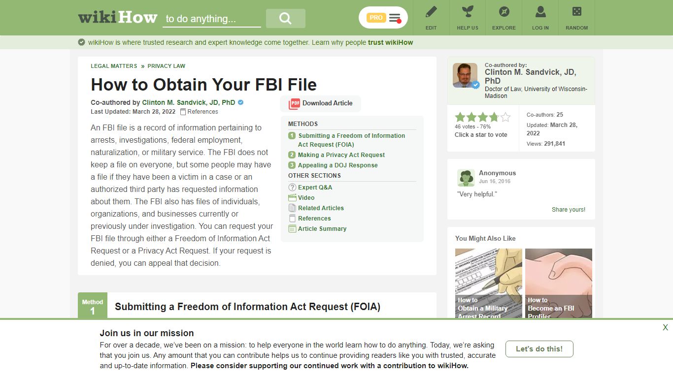 3 Ways to Obtain Your FBI File - wikiHow